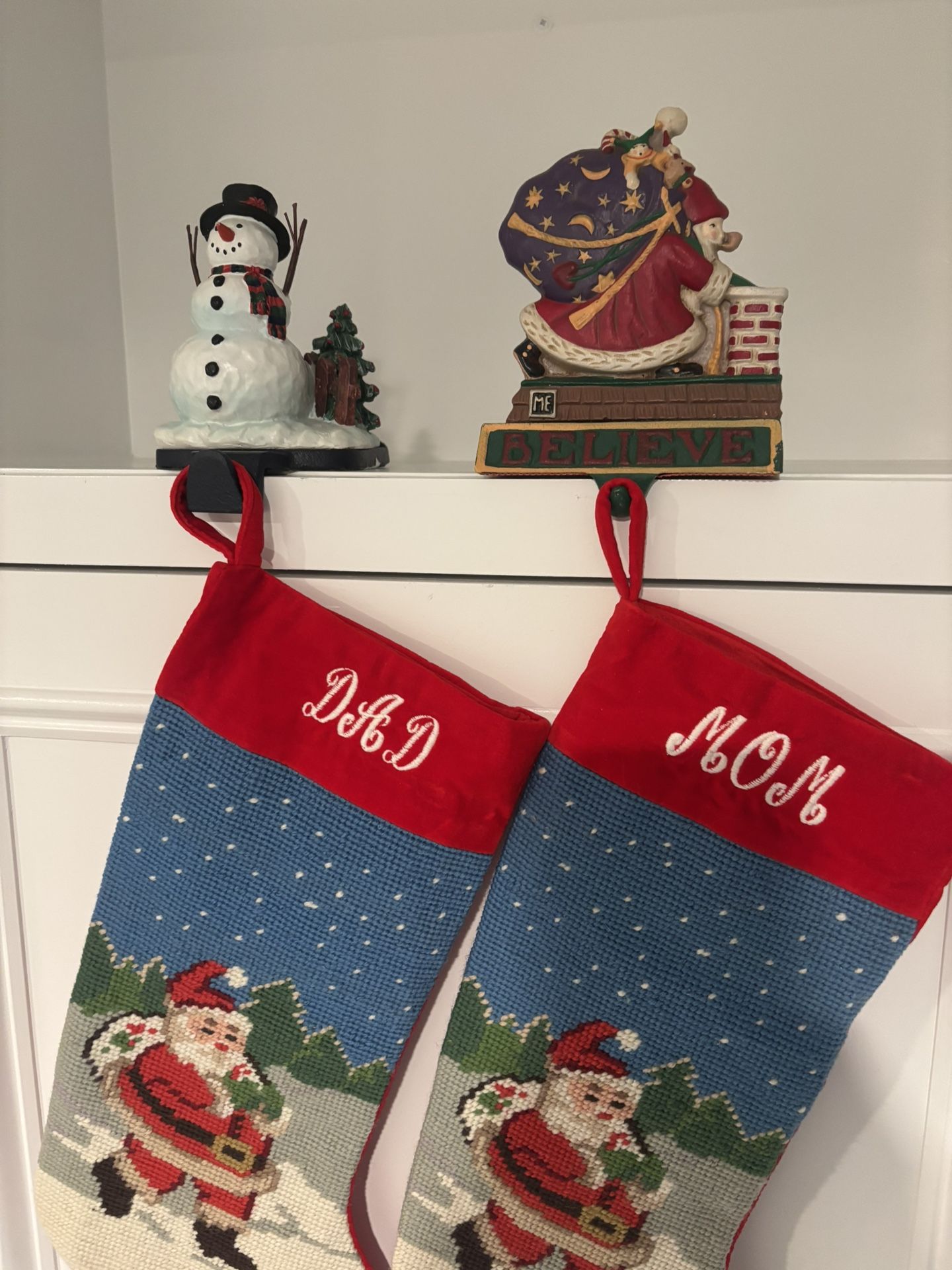 Frosty & Santa Christmas Stocking Holders.