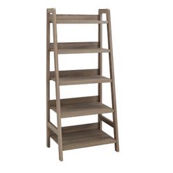 5 Shelf Ladder Bookcase, Rustic Oak ASSEMBLED