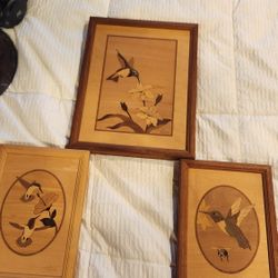Hummingbird Wooden Wall Pictures.