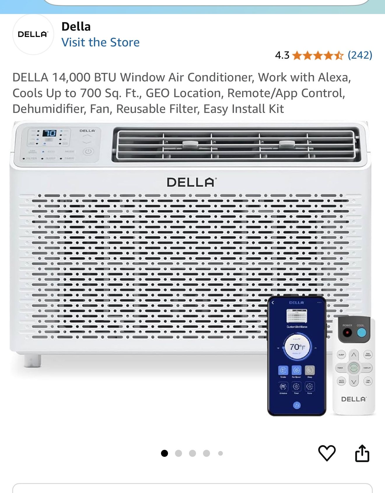 DELLA 14,000 BTU Window Air Conditioner