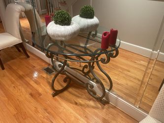 Half Moon Shaped Glass Side Table