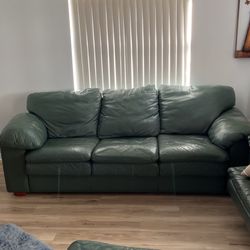 Real Good Leather Couch With queen size bed $650  OBO