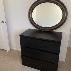 Recently Assembled Deep Brown Dresser + Fancy Mirror – Like New Bundle!