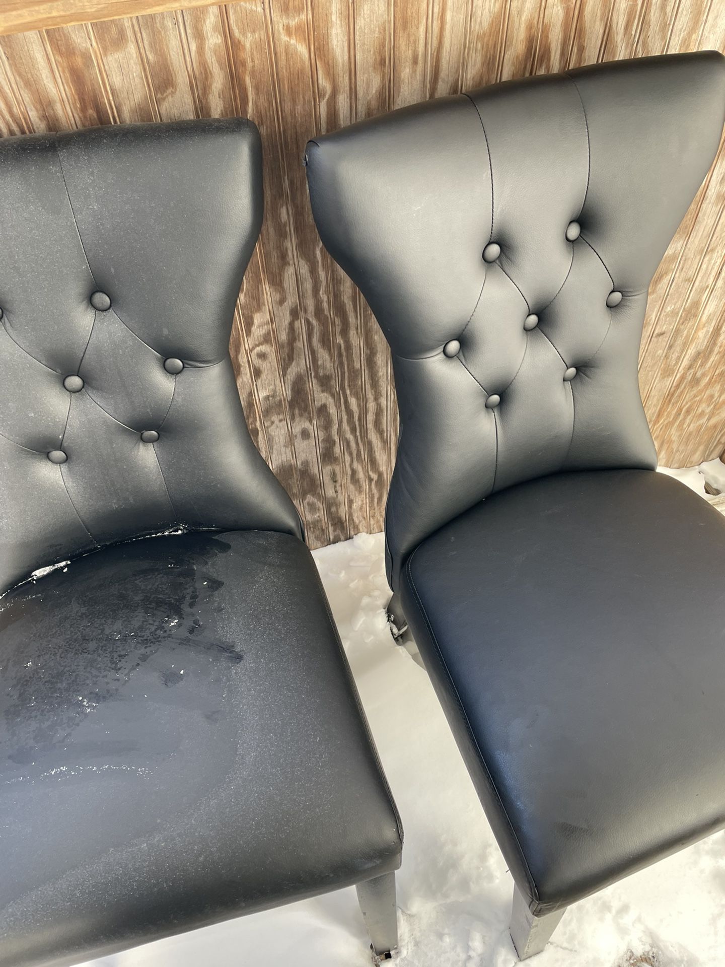 7 Black Leather Chairs 
