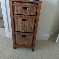 Wicker Cabinet With Wicker Cubbies