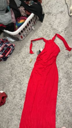 Red Halter Neck Maxi Dress