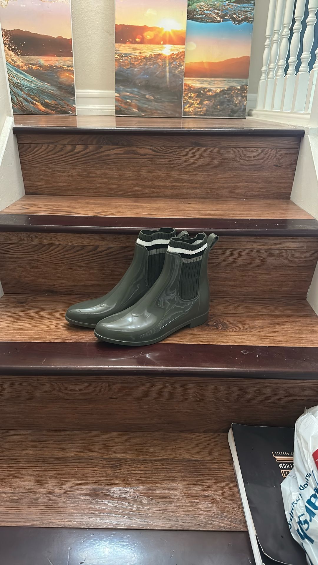 Ladies Olive Rain Boots