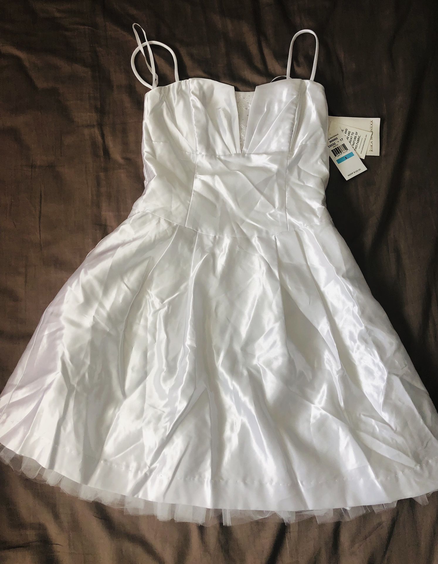 JESSICA McCLINTOCK for GUNNE SAX White Satin Strapless Party Dress Size 5 NEW!!