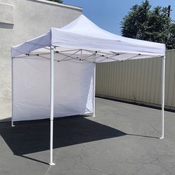 (New in box) $120 Heavy-Duty 10x10 FT Canopy with (1 Sidewall) Outdoor EZ PopUp Party Tent Patio Shelter w/ Carry Bag 