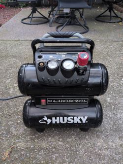 Husky 4-gallon air compressor (H1504ST2)The Husky 4-Gallon Air Compressor (Model H1504ST2) is a portable, corded electric unit primarily designed for 