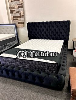 New queen bed frame with mattress