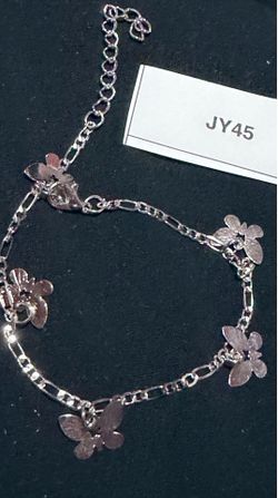 Silver-Tone Butterfly Charm Anklet – JY45