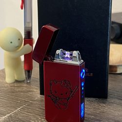 Hello Kitty Lighter Electric Rechargeable Plasma Metal Frame My Melody Kuromi Red