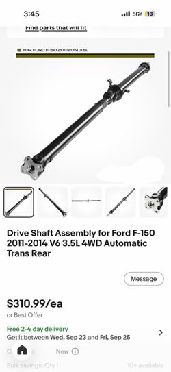Drive Shaft Assembly for Ford F-150 2011-2014 V6 3.5L 4WD Automatic Trans Rear