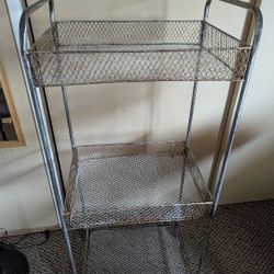 4ft Wheeled 3 Tier Wire Rack Storage Basket Metal Mesh Tool Shed Organizer Garden Plants Rolling Cart Utility Shelves Shelf Bin Closet Garage Tools