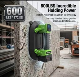 Heavy Duty Suction Cups for Glass Lifting, 600LBS Battery Powered Suction Tool with Digital Display,