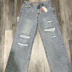 Distressed Wide-Leg Jeans – New with Tags
