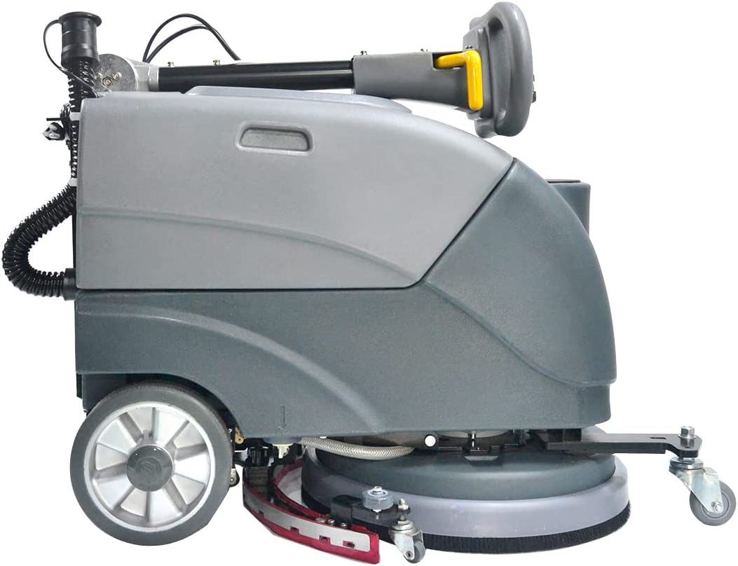 Emotor 15'' Foldable Walk Behind Hand Push Floor Scrubber Machine for Industrial Commercial Use, Upgrade Automatic Water Flow, Machine Size 32"X18"X25