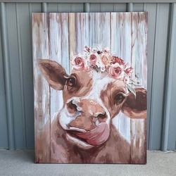 Farmhouse Cow Canvas Wall Decor