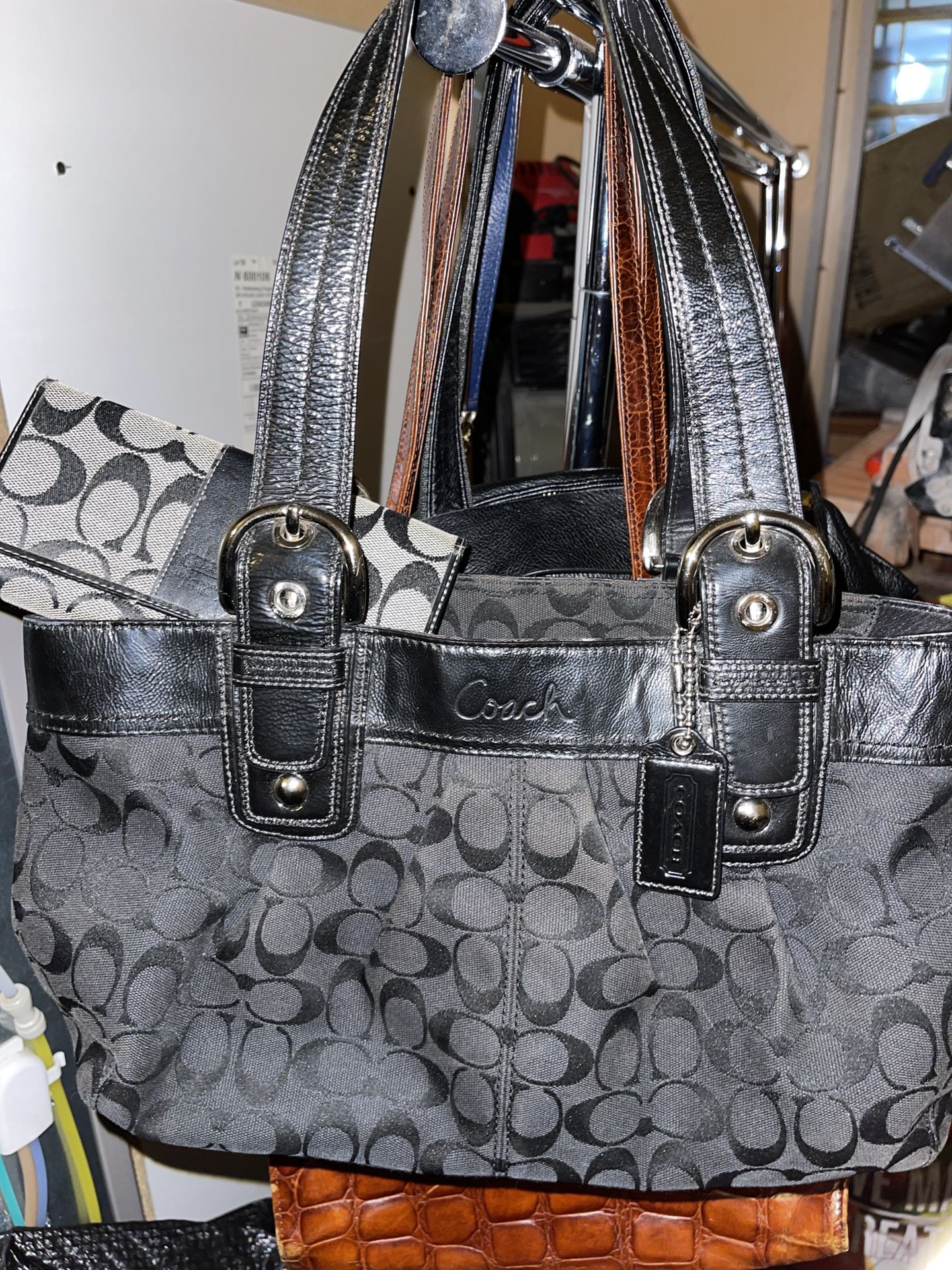 Coach  Black Soho Pleated Leather Tote Bag