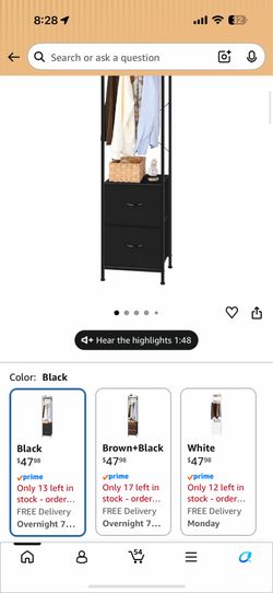 Clothes Rack 3 Tiers Heavy Duty Coat Rack with 2 Fabric Drawers and Storage Shelves Freestanding Cloth Hanger Garment Rack for Bedroom Entryway Living