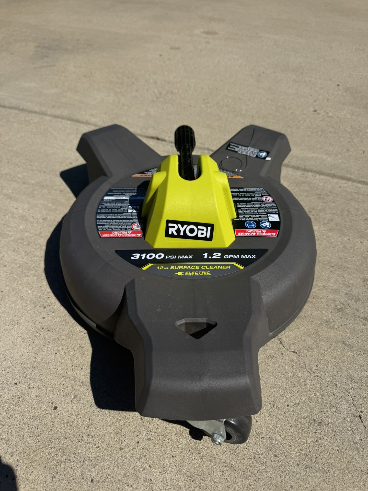 RYOBI 12 in. 3100 PSI Electric Pressure Washer Surface Cleaner with Caster Wheels