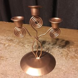 Copper Candle Holder Three Holder 7-in