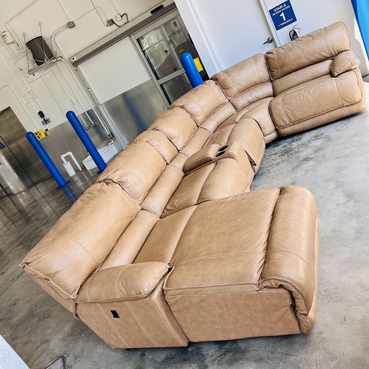 5 K Full Grain Leather Power Reclining Sectional 