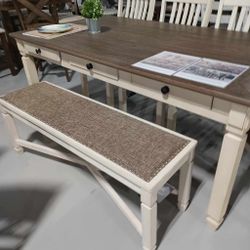 Bolanburg Brown/White Dining Room Set (Table, Chairs, Bench) /P