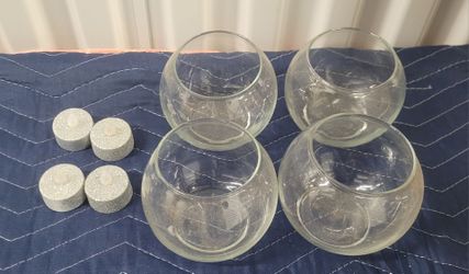 Clear Glass Bowl Vases. With light candles