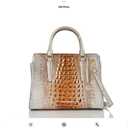 BRAHMIN Ombre Melbourne Metallic Macchiato Finley Leather Satchel Bag/nwt