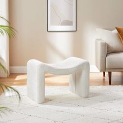 Large Footstool Ottoman, Multi-Functional Modern Foot Stool, Sofa Footrest Extra Seating for Living Room, Entryway, Hallways and Bedrooms, Large, Whit