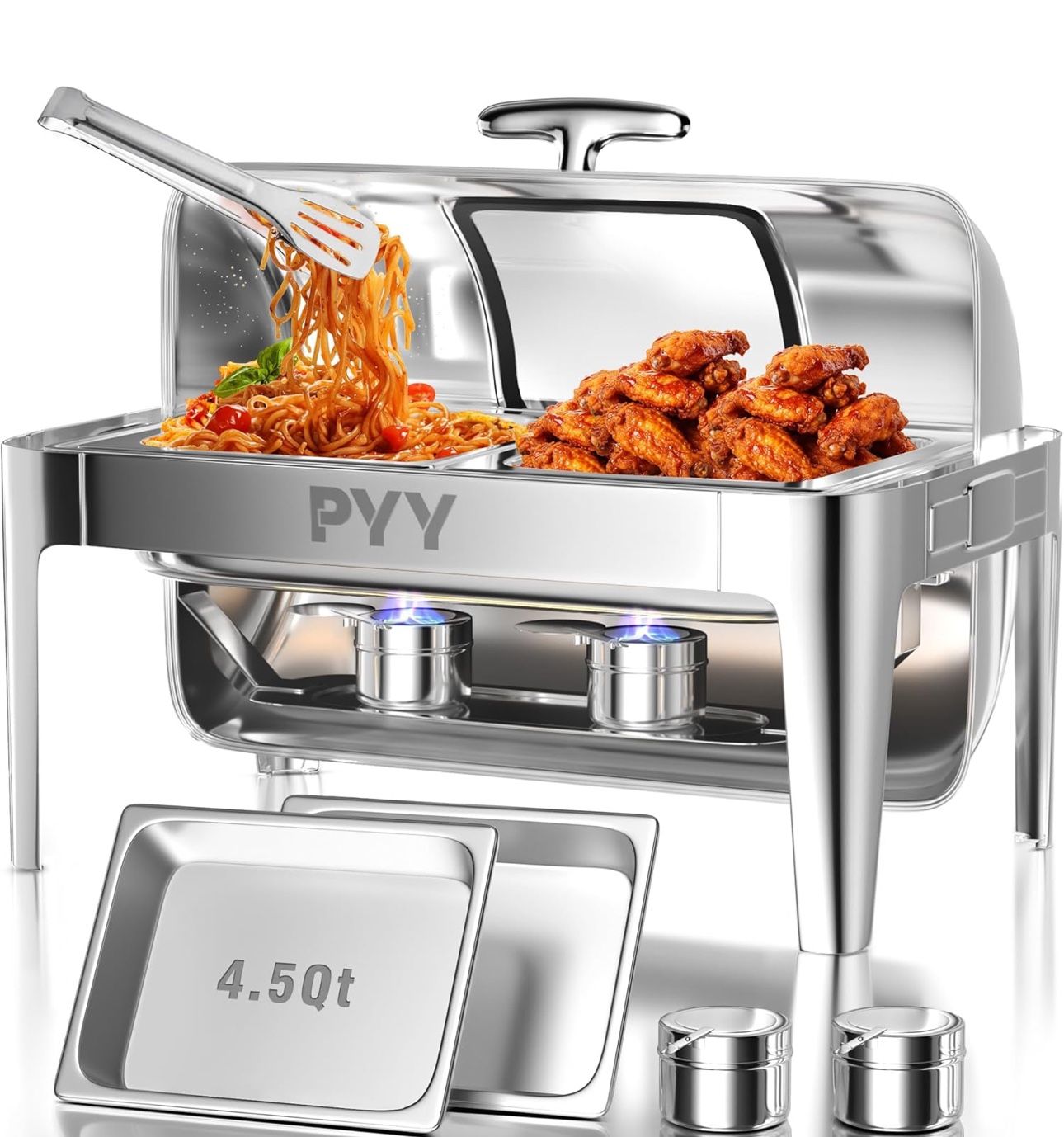 NEW PYY Roll Top Chaffing Dish Buffet Set 9 QT Stainless Steel Chafing Server Set for Catering Commercial Chafers Buffet Warmer Parties Wedding