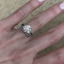 2.27 Ideal Cut Solitaire Diamond G in a pave .42 engagement/wedding ring $30,272
