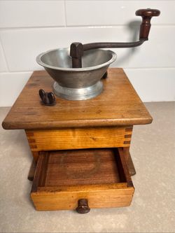 Antique Wooden Manual Coffee Grinder