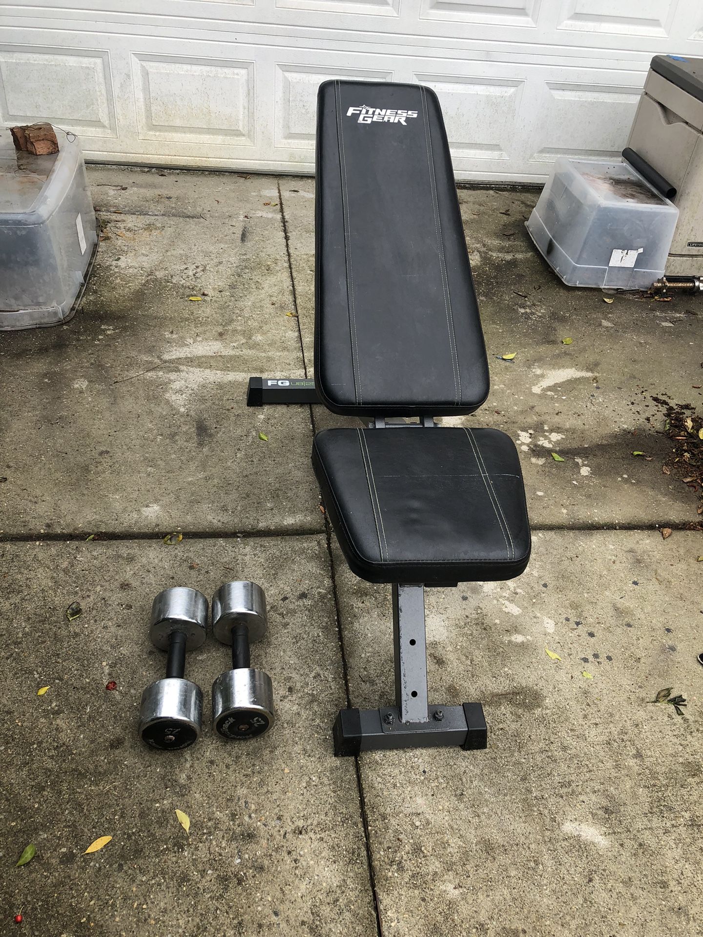 Adjust Bench Pair of 25 Lb Chrome Dumbbells