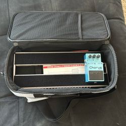 pedal board and vintage chorus pedal