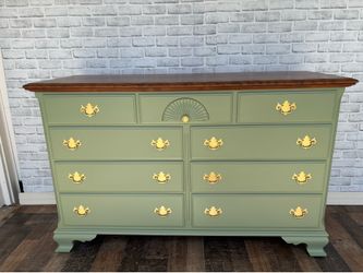 Long 9 Drawer Sage Dresser