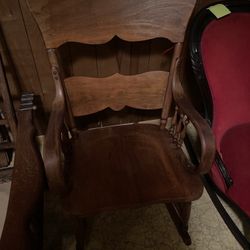 Antique Solid Oak Pressed-Back Arm Chair