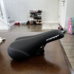 Hyper Saddle Bike Seat Black Plastic White Top Stitching 10” Length 6.5” Width