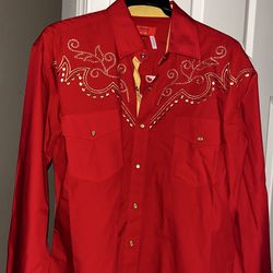 XL Patron Cito Red Western Button Up