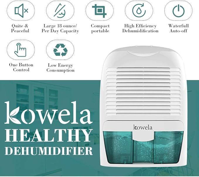 Electric Dehumidifier for Home 2200 Cubic Feet(52 oz Capacity) Compact Quiet Portable Small Dehumidifiers for Home Bathroom Kitchen Bedroom Basement C