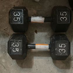Pair 35 Lb Dumbbells. 