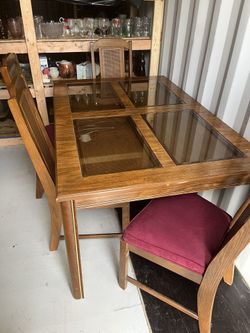 Table W Wicker & Glass & 6 Chairs