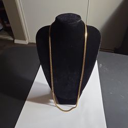 Stainless Steel Gold Tone Cuban Link Chain 24