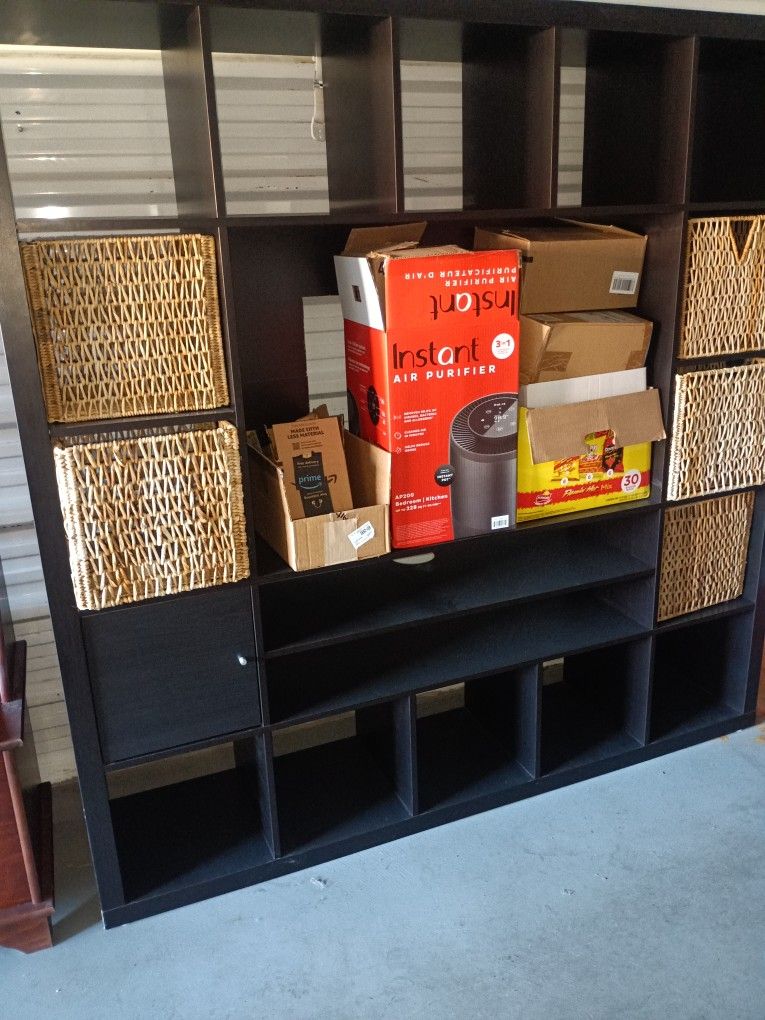 living room TV stand with cubby storage drawer