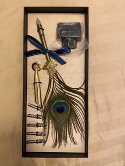 NIB Calligraphy Dip pen with peacock feather