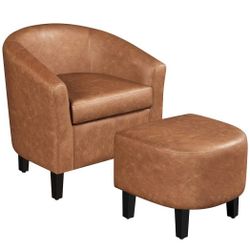 Barrel Chair  WitH Ottoman Footstool 