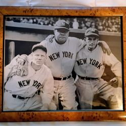 Babe Ruth, Red Rolfe And Don Heffner Yankees 