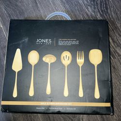 Jones New York AURORA Collection Gold Finish 6-Piece Serveware Set Stainless NEW